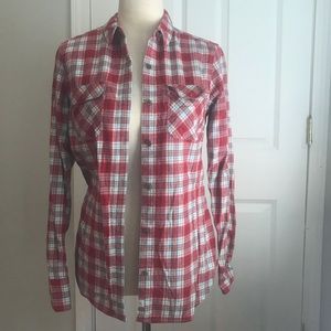 Red & White Flannel Button up